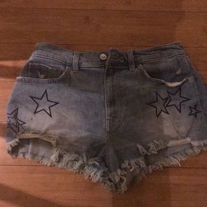 Star jean shorts